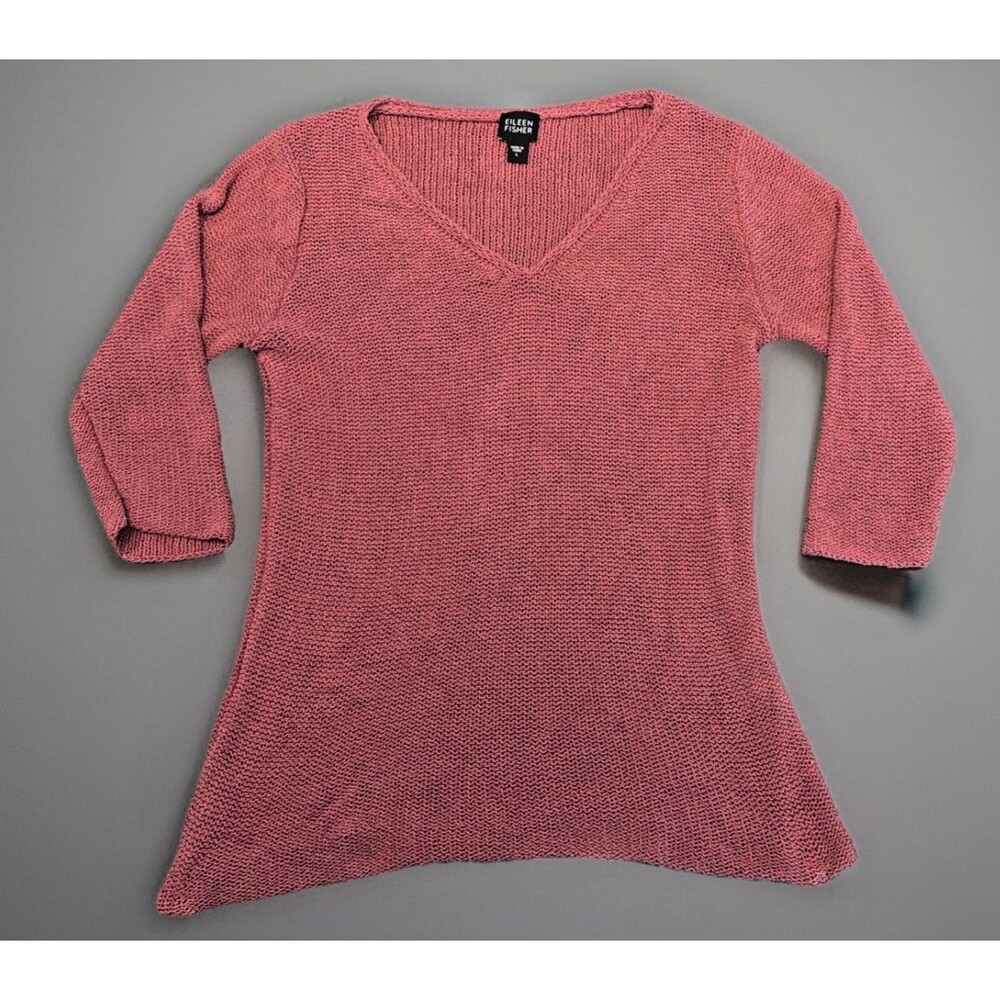 Eileen Fisher 100% Silk Sweater Shirt Blouse Top size large Silk blush pink
